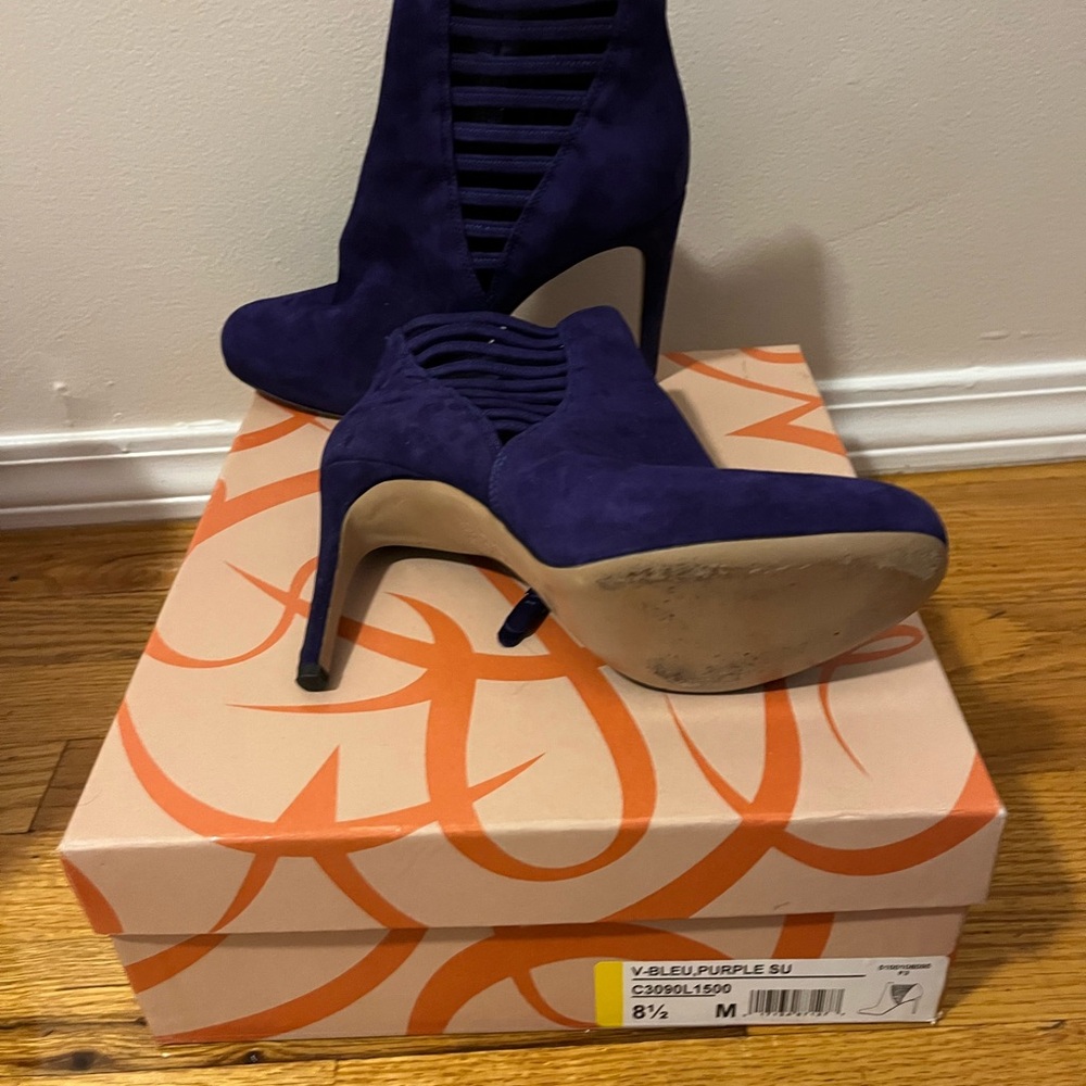 Via Spiga Deep Purple Heeled Boots - Picture 2 of 4